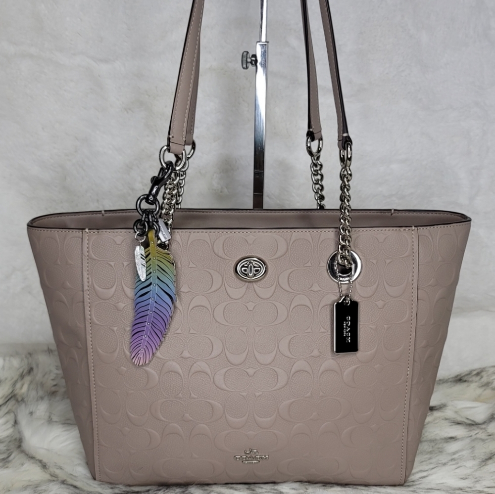 COACH SET SIGNATURE LEATHER Shoulder Purse Bag +